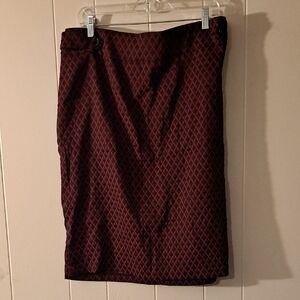 Ashley Stewart Red and Black Geometric Pencil Skirt